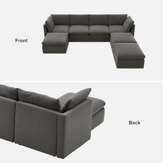 Macy 7 Seats Modular Sectional Sofa with Fully Removable Covers, Large Storage (Stone Gray) [2nd Gen]