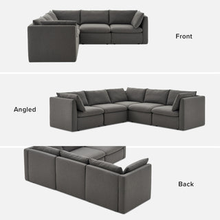 Macy 5 Seats Modular Sectional Sofa with Fully Removable Covers, Large Storage Oversized Modern Cloud Couch (Stone Gray)