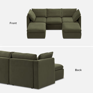 Macy 5 Seats Modular Sectional Sofa with Fully Removable Covers, Large Storage (Olive Green Velvet) [2nd gen]