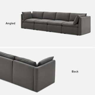 Macy 4 Seats Modular Sectional Sofa with Fully Removable Covers, Large Storage (Stone Gray)