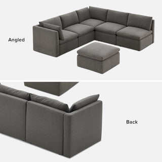 Macy 6 Seats Modular Sectional Sofa with Fully Removable Covers, Large Storage Oversized Modern Cloud Couch (Stone Gray)