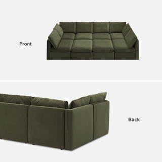 Macy Pit-sectional Sofa, Olive Green Velvet [2nd gen]