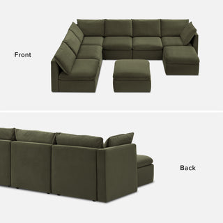 Macy 8 Seats Modular Sectional Sofa with Fully Removable Covers, Large Storage (Olive Green Velvet) [2nd gen]
