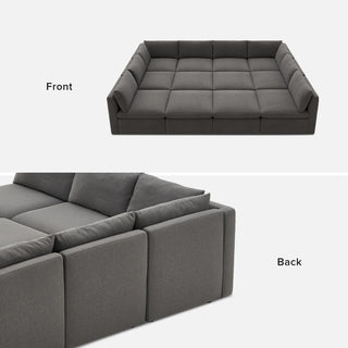 Macy Pit-Sectional Sofa with Storage, Stone Gray