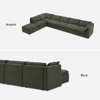 Macy 7 Seats Modular Sectional Sofa with Fully Removable Covers, Large Storage (Olive Green Velvet)