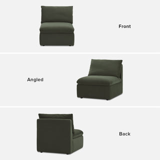 Macy Armless Storage Seat, Olive Green Velvet