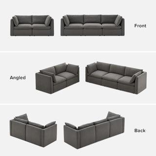 Macy 5 Seats Modular Sectional Sofa with Fully Removable Covers, Large Storage (Stone Gray)