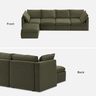 Macy 5 Seats Modular Sectional Sofa with Fully Removable Covers, Large Storage (Olive Green Velvet) [2nd gen]