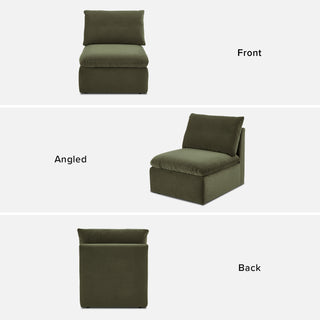 Macy Armless Storage Seat, Olive Green Velvet [2nd Gen]