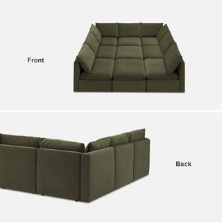 Macy Pit-sectional Sofa, Olive Green Velvet [2nd gen]