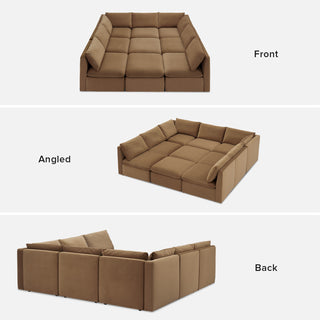 Macy Pit-Sectional Sofa with Storage, Hazelnut Brown Velvet