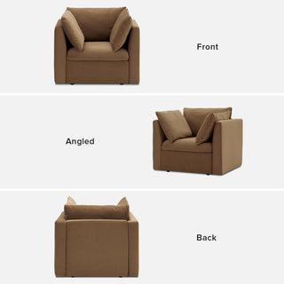 Macy Armchair with Fully Removable Covers, Large Storage (Hazelnut Brown Velvet) [2nd Gen]