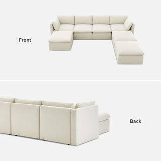 Macy 7 Seats Modular Sectional Sofa with Fully Removable Covers, Large Storage Oversized Modern Cloud Couch (Oat)