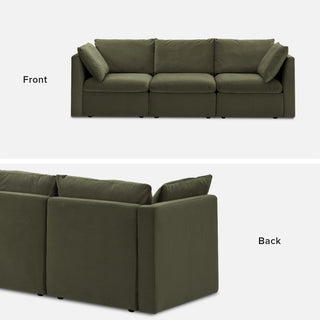 Macy 3 Seats Modular Sectional Sofa with Fully Removable Covers, Large Storage (Olive Green Velvet) [2nd gen]