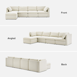 Macy 5 Seats Modular Sectional Sofa with Fully Removable Covers, Large Storage Oversized Modern Cloud Couch (Oat)