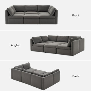 Macy Pit-Sectional Sofa with Storage, Stone Gray