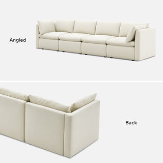 Macy 4 Seats Modular Sectional Sofa with Fully Removable Covers, Large Storage(Oat)