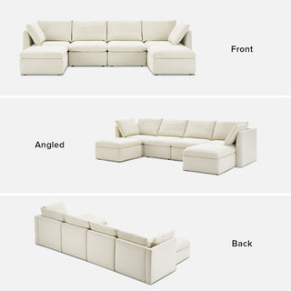 Macy Washable Slipcover for 6 Seats Modular Sectional Sofa with Storage, Oat