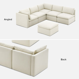 Macy 6 Seats Modular Sectional Sofa with Fully Removable Covers, Large Storage (Oat)