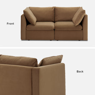 Macy Loveseat Modular Sectional Sofa with Fully Removable Covers, Large Storage (Hazelnut Brown Velvet) [2nd Gen]