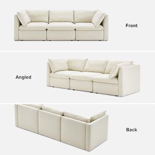 Macy 3 Seater Oversized Modular Sectional Sofa with Fully Removable Covers and Storage (Oat)