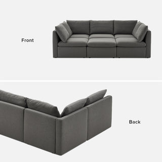 Macy Pit-Sectional Sofa with Fully Removable Covers, Large Storage (Stone Gray) [2nd Gen]