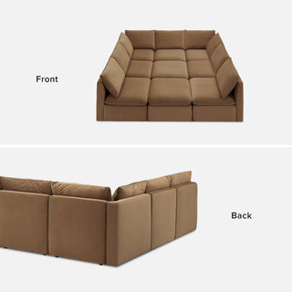 Macy Pit-Sectional Sofa with Fully Removable Covers, Large Storage (Hazelnut Brown Velvet) [2nd Gen]