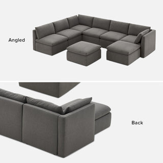 Macy 8 Seats Modular Sectional Sofa with Fully Removable Covers, Large Storage Oversized Modern Cloud Couch (Stone Gray)