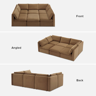 Macy Pit-Sectional Sofa with Storage, Hazelnut Brown Velvet