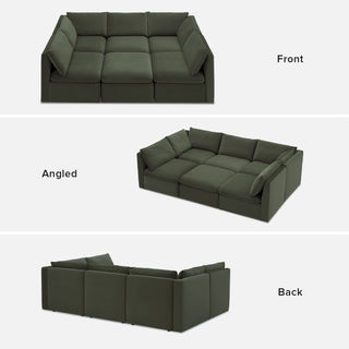 Macy Pit-Sectional Sofa with Storage, Olive Green Velvet