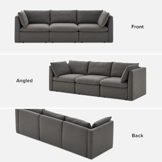 Macy 3 Seater Modular Sectional Sofa with Fully Removable Covers, Large Storage Oversized Modern Cloud Couch(Stone Gray)