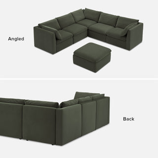 Macy 6 Seats Modular Sectional Sofa with Fully Removable Covers, Large Storage (Olive Green Velvet)