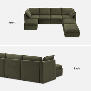 Macy 7 Seats Modular Sectional Sofa with Fully Removable Covers, Large Storage (Olive Green Velvet) [2nd gen]