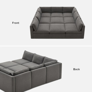 Macy Pit-Sectional Sofa with Storage, Stone Gray