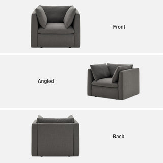 Macy Armchair with Storage, Stone Gray