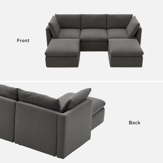 Macy 5 Seats Modular Sectional Sofa with Fully Removable Covers, Large Storage (Stone Gray) [2nd Gen]