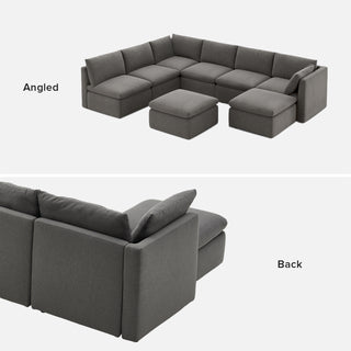 Macy 8 Seats Modular Sectional Sofa with Fully Removable Covers, Large Storage (Stone Gray) [2nd Gen]