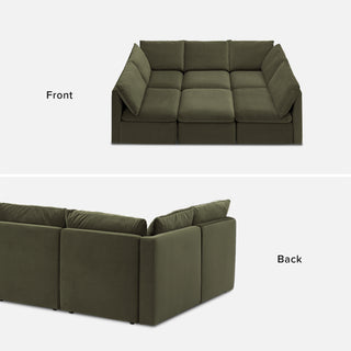 Macy Pit-sectional Sofa, Olive Green Velvet [2nd gen]
