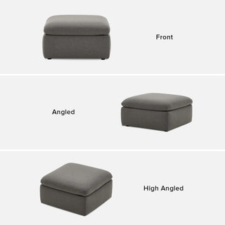 Macy Ottoman with Storage, Stone Gray