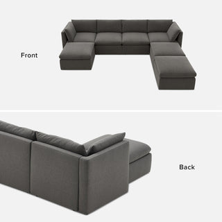 Macy 7 Seats Modular Sectional Sofa with Fully Removable Covers, Large Storage Oversized Modern Cloud Couch (Stone Gray)