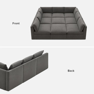 Macy Pit-Sectional Sofa with Fully Removable Covers, Large Storage (Stone Gray) [2nd Gen]