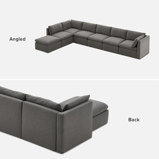 Macy 7 Seats Modular Sectional Sofa with Fully Removable Covers, Large Storage Oversized Modern Cloud Couch (Stone Gray)