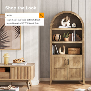 Lauren Arched 65.4" Short Cabinet, Light Oak