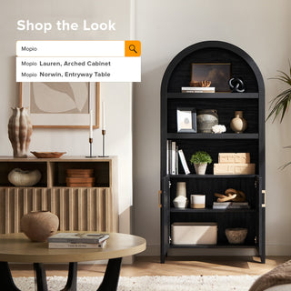 Lauren Arched 65.4" Short Cabinet, Black Oak