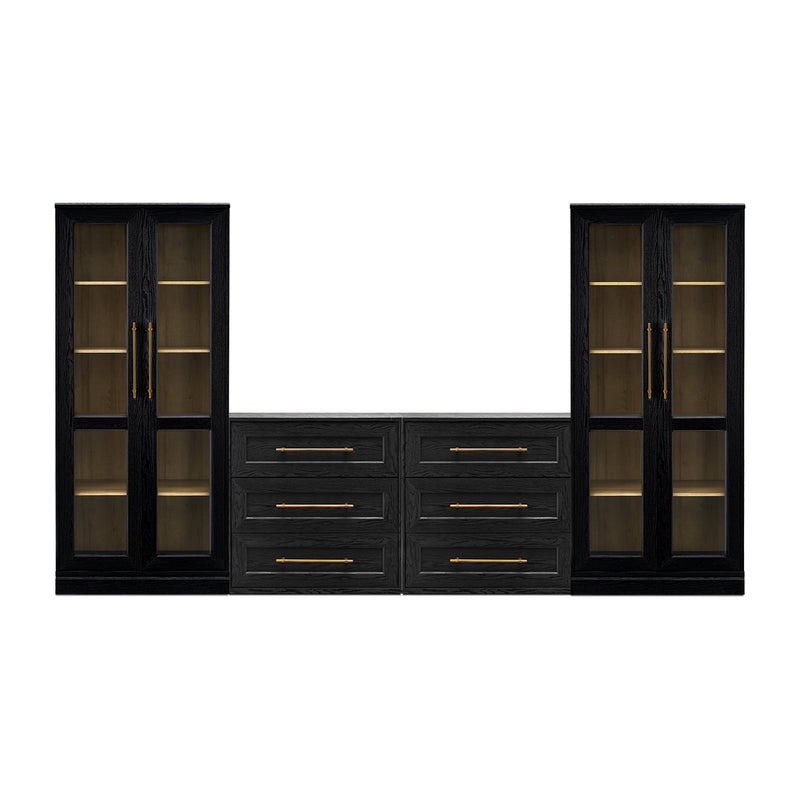 Blake 4 Piece Entertainment Center with Storage, Dresser TV Stand with Tall Display Cabinets