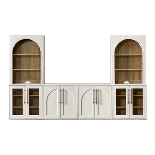 Blake 126" U Shape Entertainment Center, Hutch Shelf Style 4