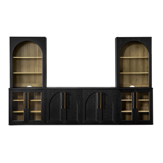 Blake 126" U Shape Entertainment Center, Hutch Shelf Style 4