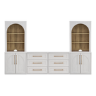 Dresser TV Stand with Arched Cabinet Bookshelves