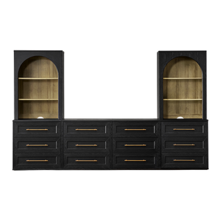 Blake 126" U Shape Entertainment Center, Hutch Shelf Style 5