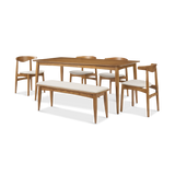 Retrovie Mid-Century Modern 71" Dining Table Set for 6